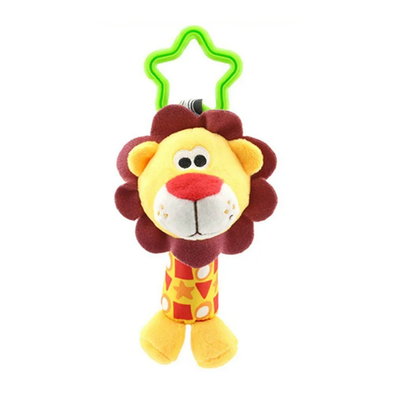 

Baby Boys Girls Toy Cartoon Little Animal Chicks Deer Lions Elephants Monkeys Sound Plush Baby Holding Rattan Bells