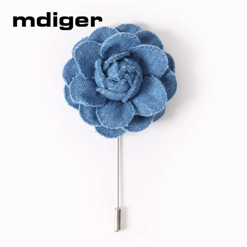 Wholesale Flower Brooches Pins for Men Blue Lapel Floral Pin Brooch of