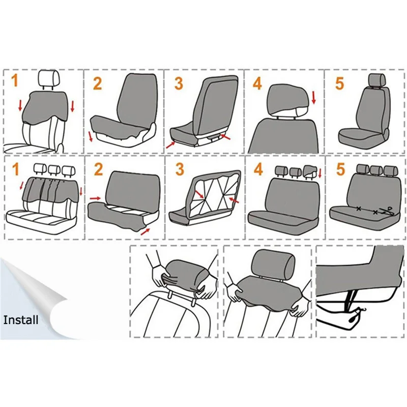 Чехлы для автомобильных сидений, набор универсальных авточехлов для передних и задних сидений, чехлы для сидений с плоской тканью, Защитные чехлы для сидений, подходят для большинства автомобилей и грузовиков