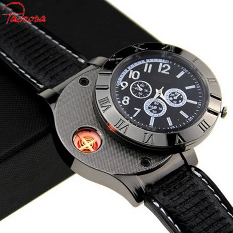 

Hot New 2018 Military USB Charging sports Lighter Smart Watch Men's Casual Wristwatches with Windproof Flameless Cigarette