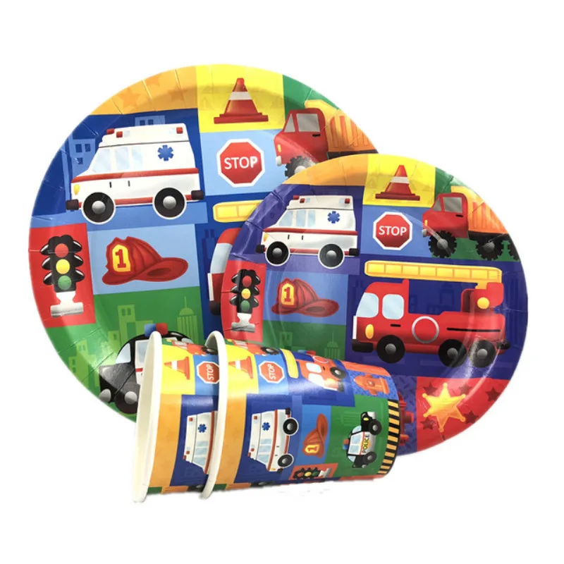 

Construction Birthday Party Decorations Construction Vehicle Disposable Tableware Set Paper Plate/Cups/Banner Event Party Decor