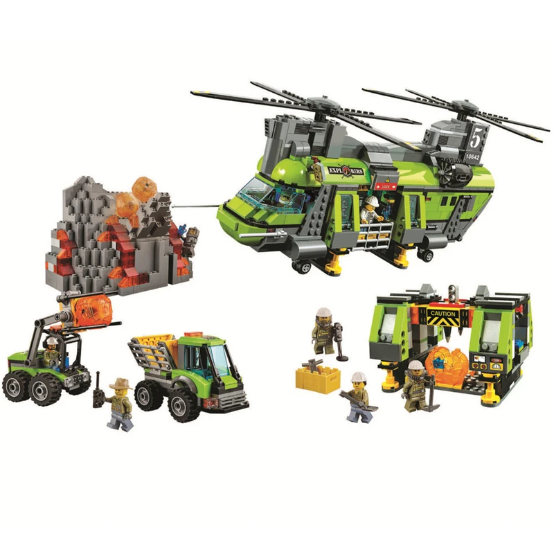 

BELA City Volcano Heavy-Lift Helicopter Building Blocks Sets Bricks Kids Model Kids Toys Marvel Compatible Legoings 60125
