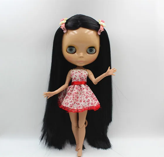 Кукла blygirl blyth черные прямые волосы кукла без одежды загара кожи сустава тела 19 суставов DIY кукла может изменить макияж - Цвет: Doll