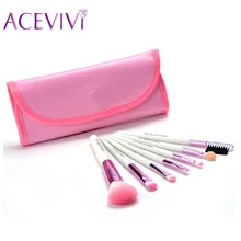 New 7pcs Professional Wool Cosmetics Makeup Brush Set Kit Cosmetic Brushe Tools Make Up Case $k