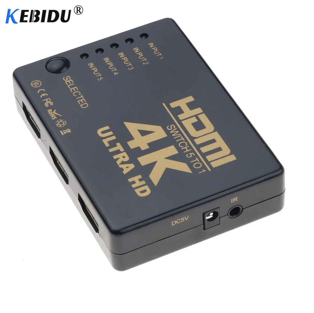 Kebidu 4K * 2K HDMI переключатель HDTV 1080p 5 портовый вход в 1 сплиттер концентратор iR Remote 3D