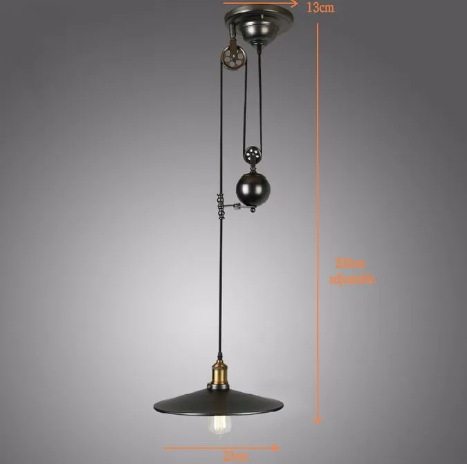 Luminárias em Estilo Sala de Jantar Luzes Pingente Loft Polia Hanglamp Lâmpada Retro Vintage Black Metal Industrial Iluminação Quarto Bar 11 Hanglamp Lâmpada Retro Vintage Black Metal Industrial