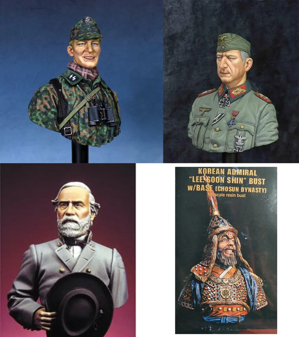 

Assembly Unpainted Scale 1/10 Manstein and Normandy and Robert bust figure Historical Resin Model Miniature Kit