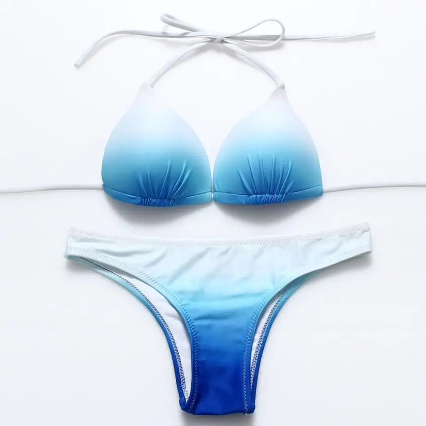 

KLV bikini 2018 Gradient split swimsuit Bathing Suit Swimwear Beachwear tops vikinis para mujer bragas bikini mujer wysoka #A25