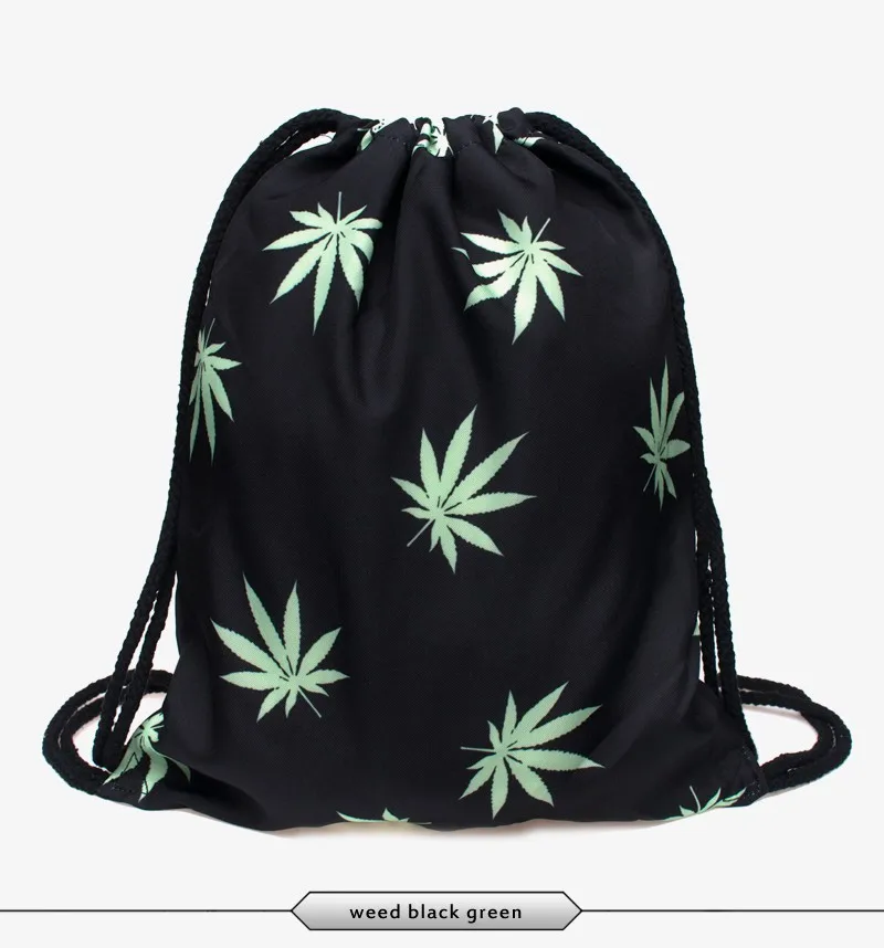 2015 new fashion escolar backpack 3d print weed travel softback women