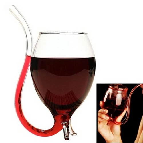 300ml 1Pcs Vampire Devil Red Wine Glass Cup Mug With Built in Drinking Tube Straw Wholesale