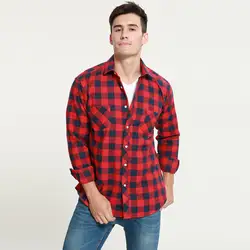 2018 Для мужчин рубашки с длинным рукавом Slim Fit Для мужчин S Повседневное хлопковые рубашки Рубашки в клетку для Для мужчин фланелевая рубашка
