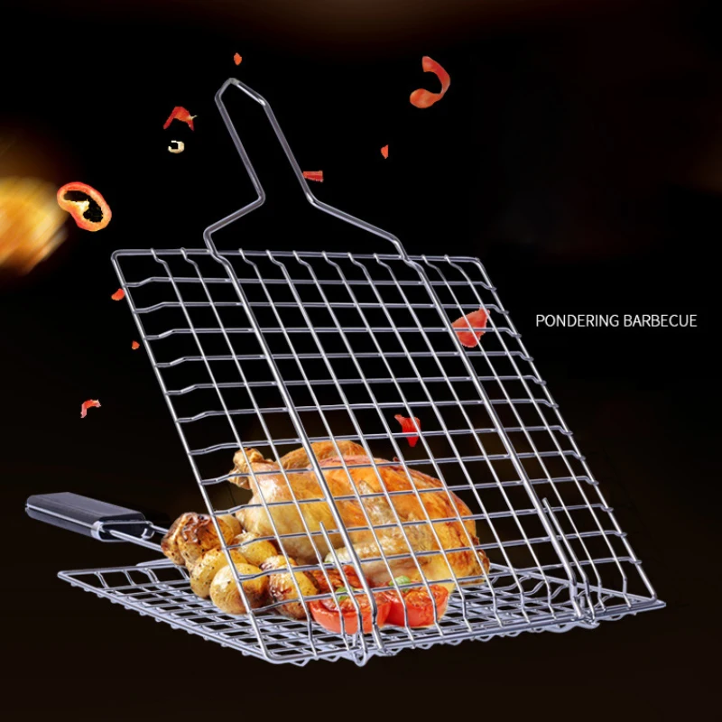 Stainless Steel/BBQ Fish Meat Net Barbecue Grill Mesh-Wire Clamp Outdoor Picnic Stainless Steel/BBQ Fish Meat Net Barbecue Grill Mesh-Wire Clamp Outdoor Picnic