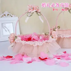 Продукты свадьбы Свадебные украшения цветочные корзины ручной реквизит невесты жаккард с лепестки небольшой свадебные корзины