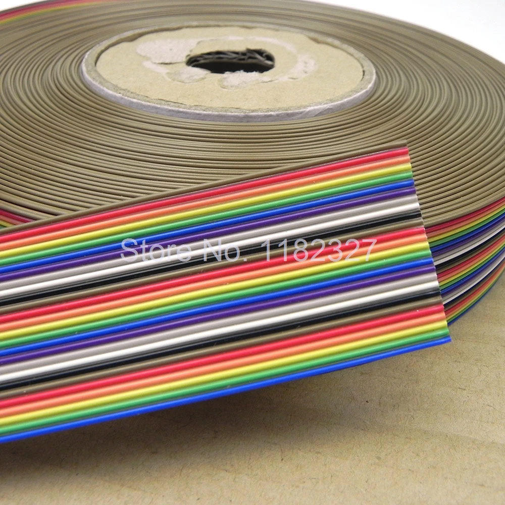 

(1 meter/lot) 1.27mm Pitch 26 Way 26p Flat Color Rainbow Ribbon Cable Wiring Wire For Pcb