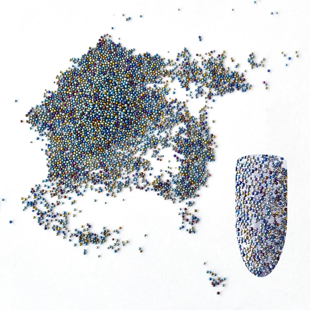 0,6 мм~ 0,8 мм цветные стразы с микро-бусинами для дизайна ногтей Стразы 3D икра бусины для украшения ногтей MJZ2092