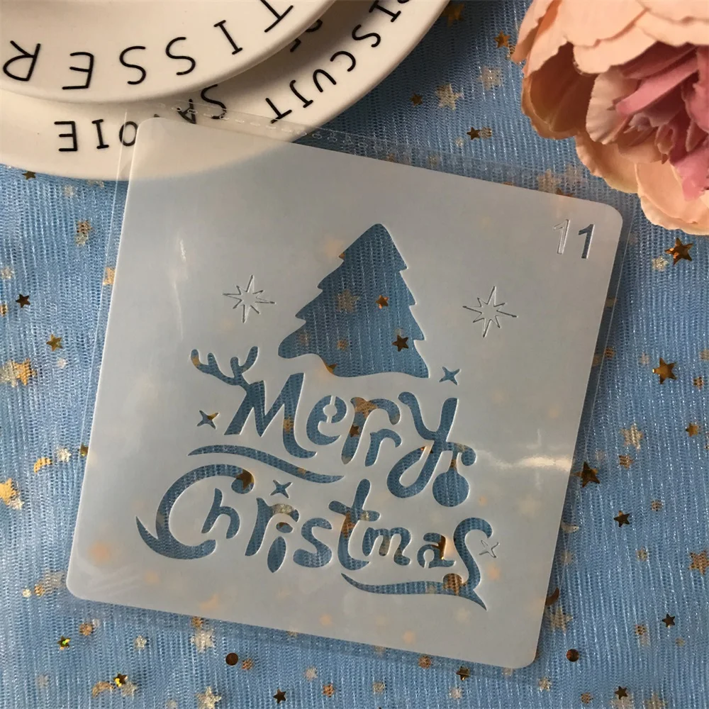 

New 13cm Merry Christmas DIY Layering Stencils Painting Scrapbook Coloring Embossing Album Decorative Card Template