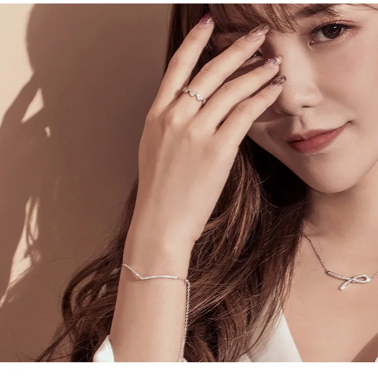 BISAER Кристалл Pulseira 925 пробы Серебряный светящийся кубический циркон женские серебряные браслеты свадебные ювелирные изделия из стерлингового серебра ECB137