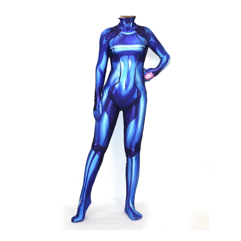Женский костюм для косплея Samus Zero Aran боди из лайкры и с 3D принтом