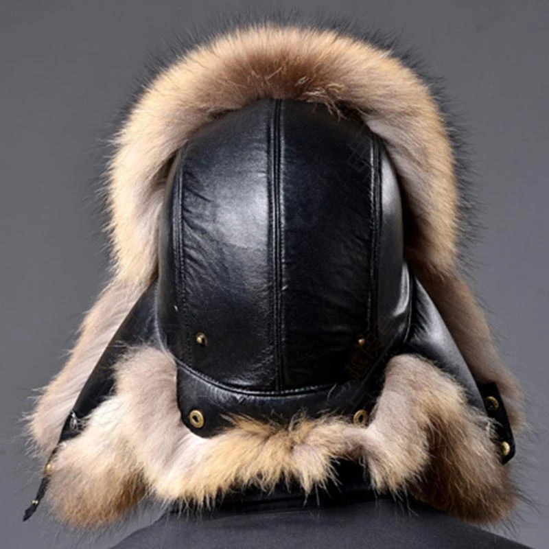 Шапка зимняя утепленная мужская из искусственного меха|bomber cap|lei fengsnow cap |