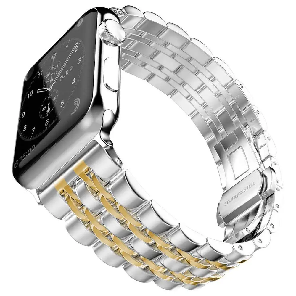 Для Apple Watch ремешок серии 4 40 мм 44 мм/серия 3 38 мм 42 мм для женщин и мужчин из нержавеющей стали ремешок Iwatch металлический заменить мужской т-ремешок