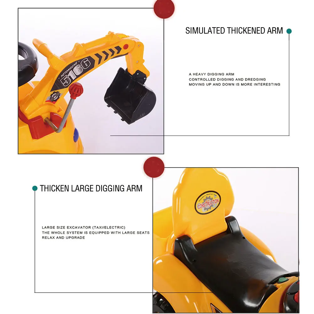 Детский Электрический экскаватор мотороллер игрушка с музыкальной инженерной модели автомобиля