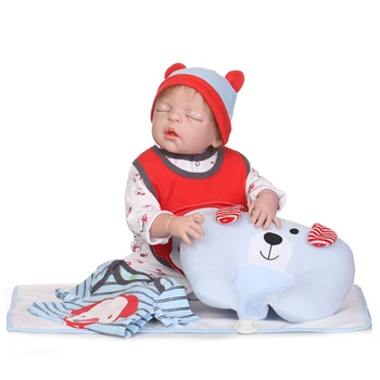 

Sleeping Reborn Doll Baby Boy Full Body Silicone Vinyl New Born Dolls Anatomically Correct Lifelike 23 Inches
