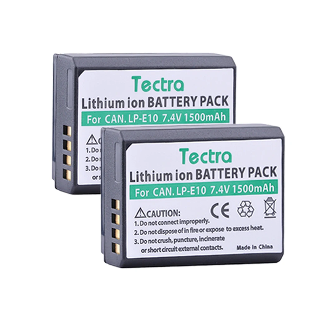 Tectra 2 Pz Lp-E10 Lpe10 Lp E10 Batteria Di Ricambio Per Canon Eos Rebel T3 T5 T6 Bacio X50 Bacio X70 Eos 1100D Eos 1200D Eos 1300D