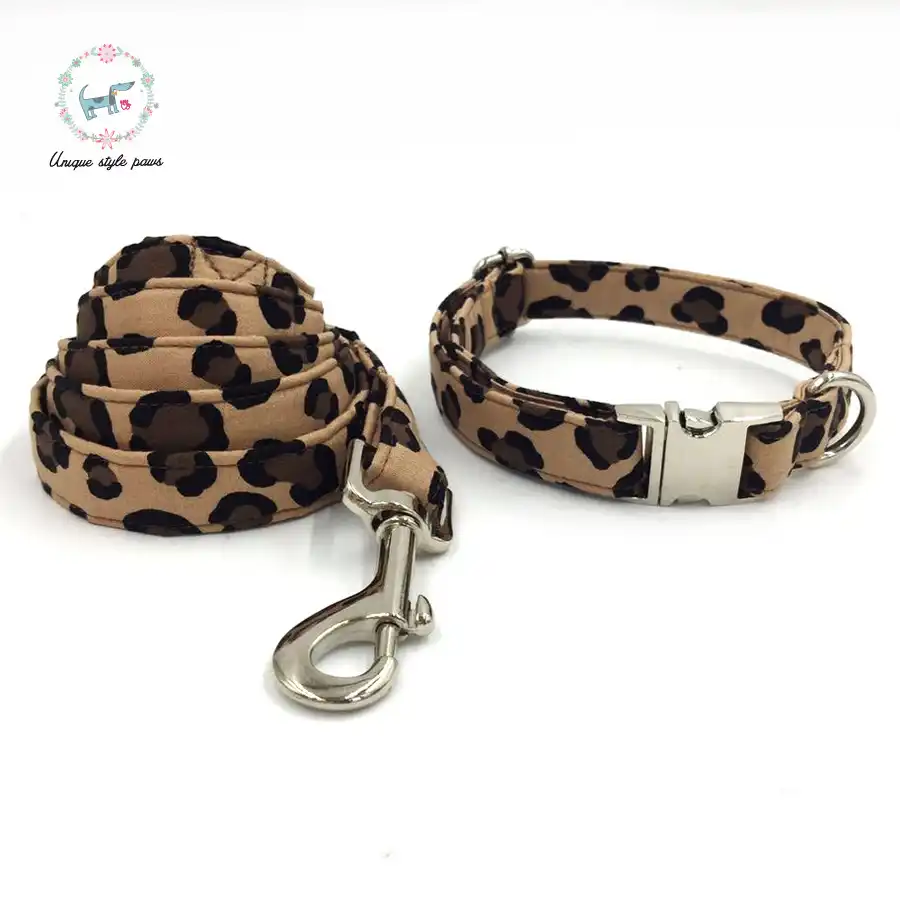 leopard dog collars and leashes