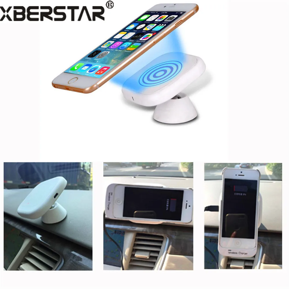 

Qi Wireless Charger Charging Pad with Rotating Car Sticky Magnetic Stand Holder for Mobile Phone