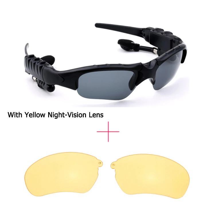 JackJad смарт беспроводной Bluetooth Спорт на открытом воздухе солнцезащитные очки Google с наушниками наушники телефон вождения MP3 музыка солнцезащитные очки - Цвет линз: Add NightVision Lens