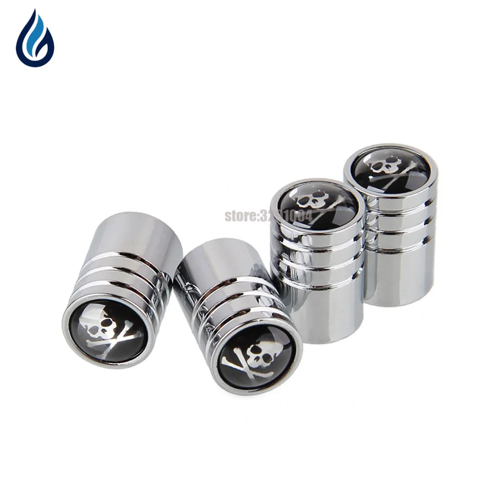 Skull Logo Car Wheel Tire Valve Stems Caps Cover For Jeep Ford Fiesta