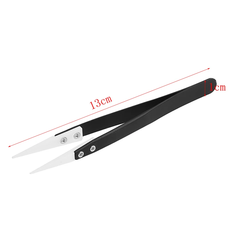 1PC Ceramic Tips Tweezers Stainless Steel Handle Straight Aimed Tweezers for Coils