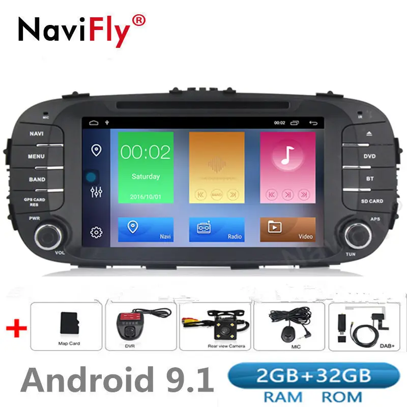 Best Android 9.1 Car dvd radio For Kia Soul 2014 2015 2016 2017 Multimedia video Player Car Stereo Headunit WIFI RDS FM SD HD1024*600 0