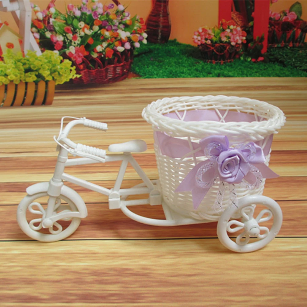 Пластиковая белая Цветочная корзина "трехколесный велосипед" Цветочный контейнер для хранения велосипедов Органайзер корзина подставка держатель Свадебная вечеринка домашний декор