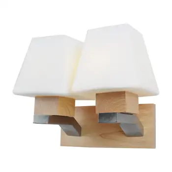 

2017 European craft rubber wood products two small room glass professional art China Post Free mail home light source wall lamp