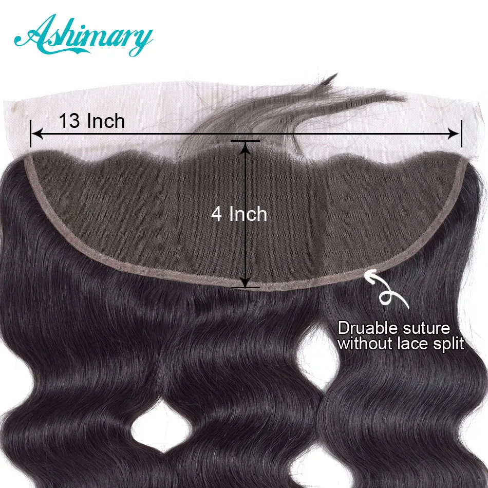 Ashimary Lace Frontal Closure with Bundles Brazilian Body Wave with Frontal Closure Remy Human Hair 3/4 Bundles with Frontal
