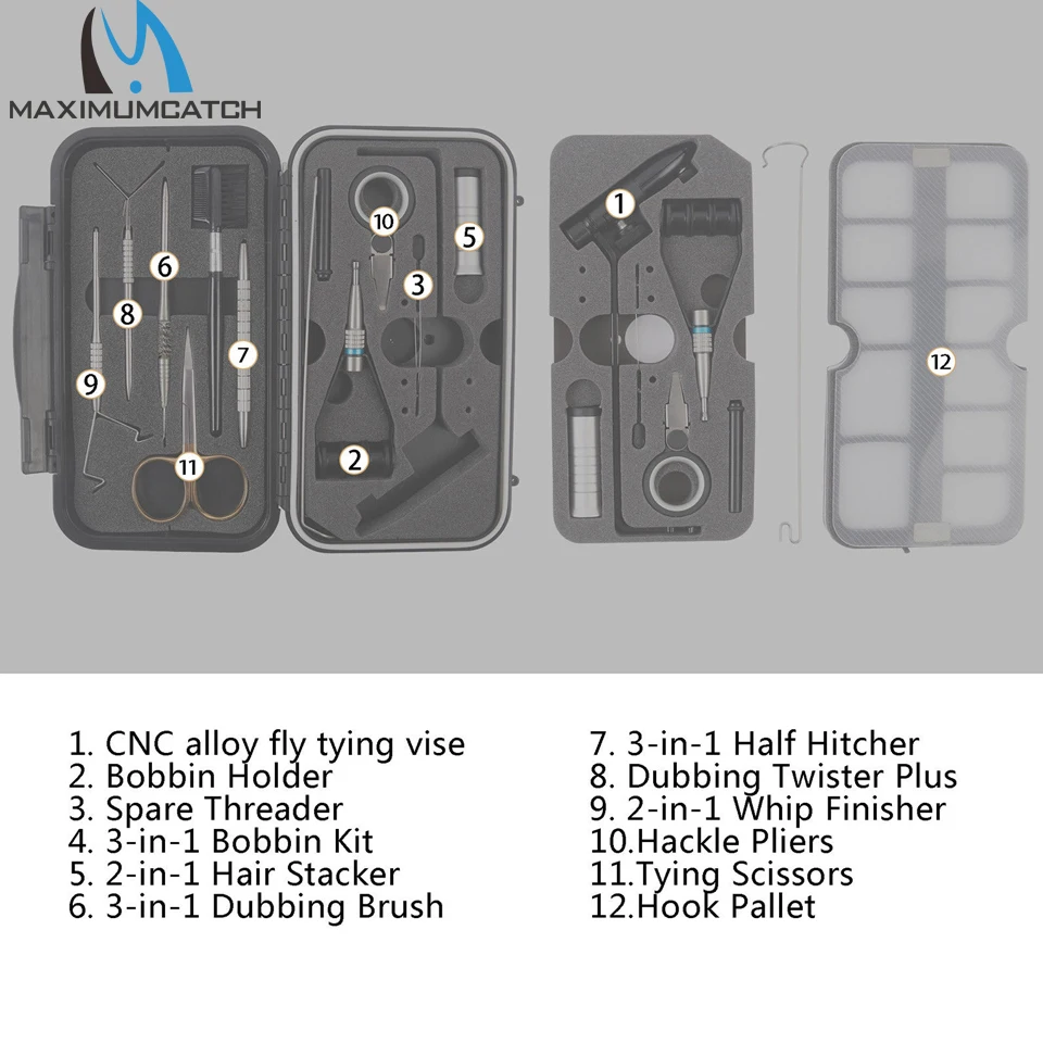 Maximumcatch компактная система завязывания мух набор инструментов для завязывания мух тиски Набор для путешествий снасти