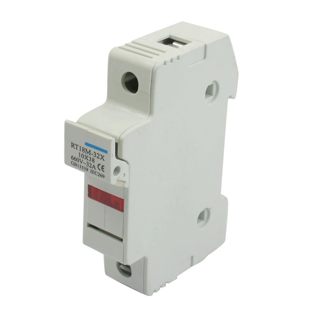 

RT18-32X AC 380V 32A 1 Pole 10x38mm DIN Rail Mount Fuse Holder Base