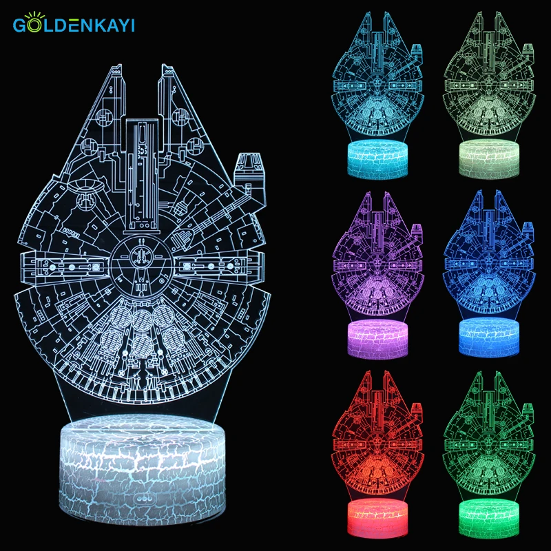 

3D Star Wars Millennium Falcon LED Originality Night Lights Atmosphere Table Lamp Touch Switch Multicolor Cartoon Toy Luminaria