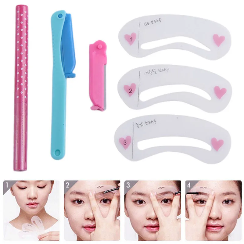 4Pcs/Set Professional Eyebrow Shaping Tools Set Eyebrow Scissors Thrush