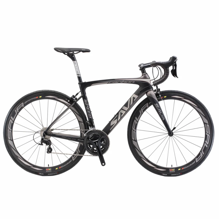 УГЛЕРОДНЫЙ шоссейный велосипед 700C шоссейный велосипед из углеродного T800 руль для велосипеда, углеродный полностью уг - Цвет: Black Grey