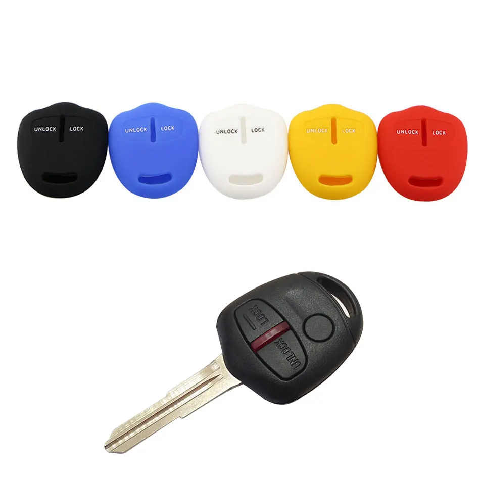 Silicone Key Case Cover Fit for Mitsubishi Lancer EX ASX Outlander Galant Pajero 2 Buttons Remote Car Accessories | Автомобили и