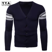 Новинка, модные мужские кардиганы с v-образным вырезом, повседневные однобортные кардиганы, верхняя одежда, удобные вязаные свитера для мужчин, приталенные пальто