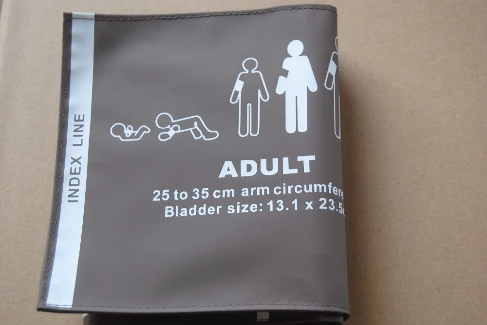 

Бесплатная доставка, коричневые многоразовые манжеты CM1203 25-35 см для измерения артериального давления, размер для взрослых, двухтрубный, термополиуретановый пузырь, без латекса