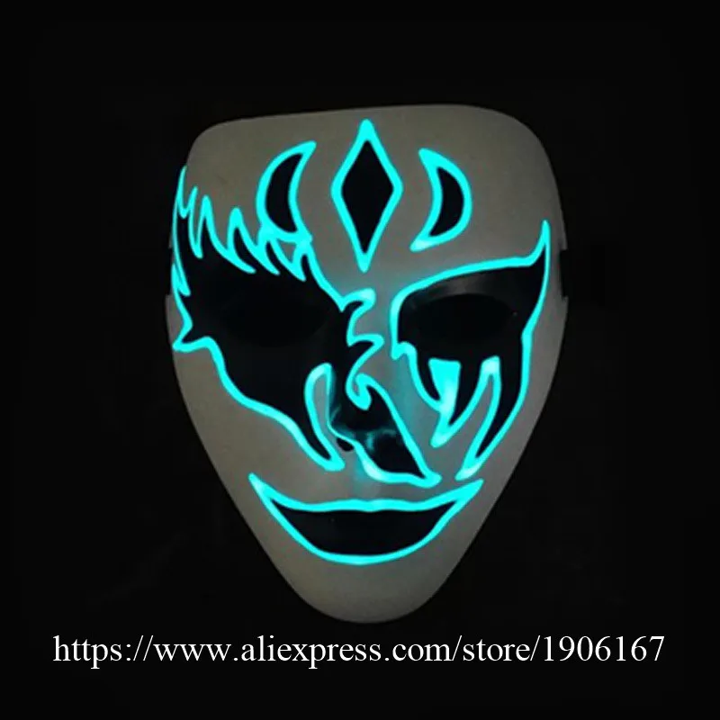 Cheap 5Pcs Vendetta EL wire Mask Flashing Cosplay LED MASK Costume Anonymous Mask for Glowing dance Carnival Party Masks