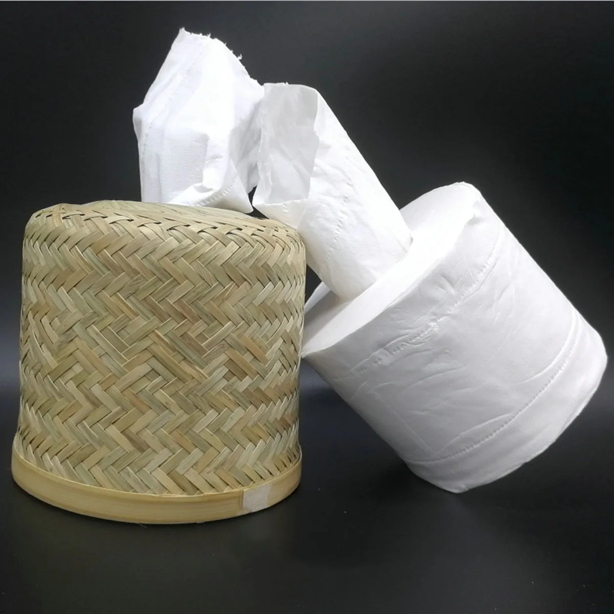 

1 PC Natural Bamboo Weaving Tissue Box Holder Napkin Dispenser Tissue Paper Storage Containers For Office Hotel Cafe Home
