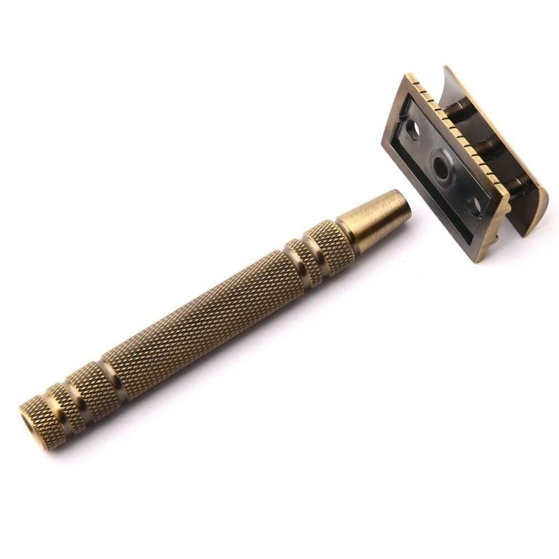 YINTAL Мужская бронзовая Классическая двухсторонняя ручная бритва с длинной ручкой безопасные бритвы для бритья Сменные классические бритвы