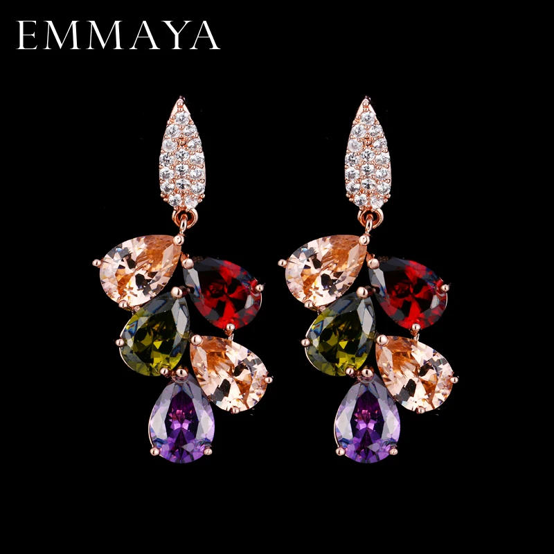 Классические большие серьги подвески EMMAYA с фианитами класса ААА роскошные