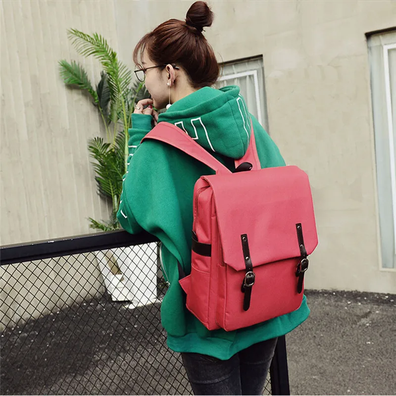 Fashion Women Ladies Backpack Patchwork Casual Travel Laptop Book Bag Canvas Portable Computer Backpacks 2017