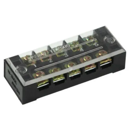 

5Pcs Dual Row 5 Position Screw Terminal Block Strip 600V 25A w Cover TB-2505
